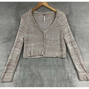 Free People Candy Wrap Sweater Cardigan Crop Open Knit Coastal Beach Sz S